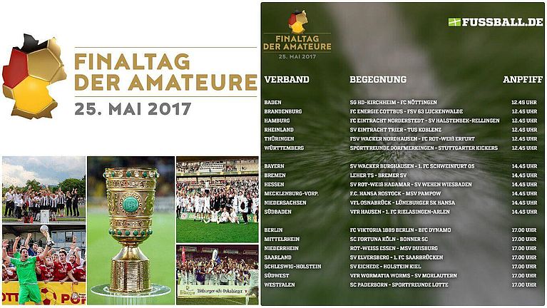 Finaltag der Amateure: 19 Endspiele, drei Anstoßzeiten: Bitburger-Pokalfinale um 17.00 Uhr